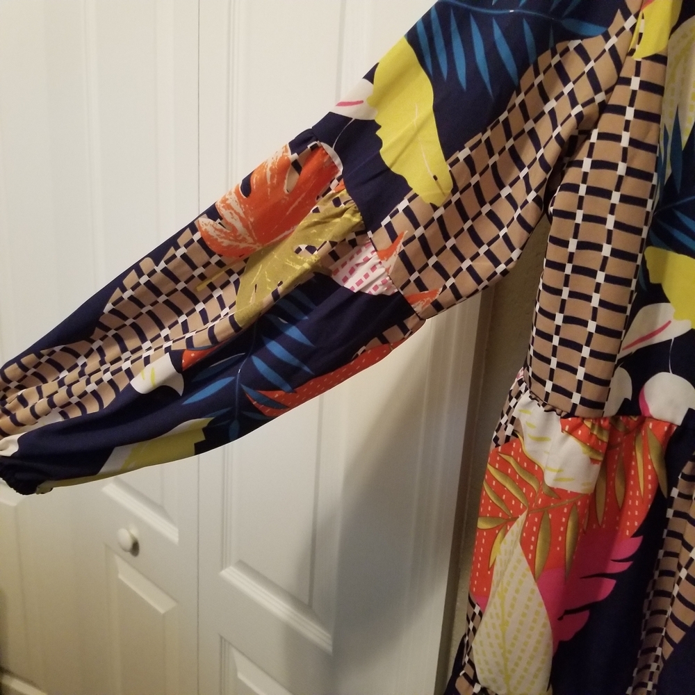 Women Summer Tunic V Neck Shift Dress Printed Geometry Size 2XL - Picture 3 of 5